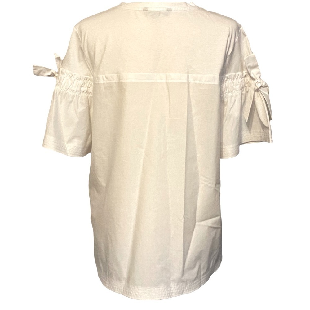 Banana Republic white short sleeve blouse top toe sleeves size large - Picture 5 of 8